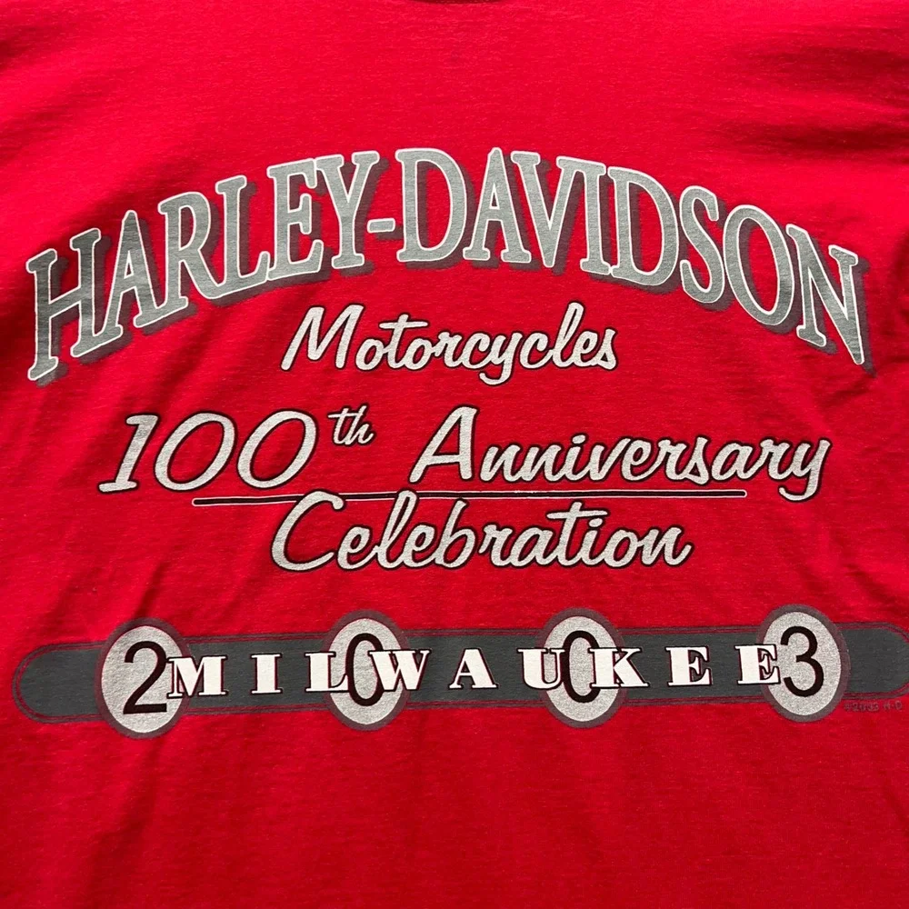 Harley Davidson 100th Anniversary Milwaukee Long Sleeve Shirt Red Mens Medium